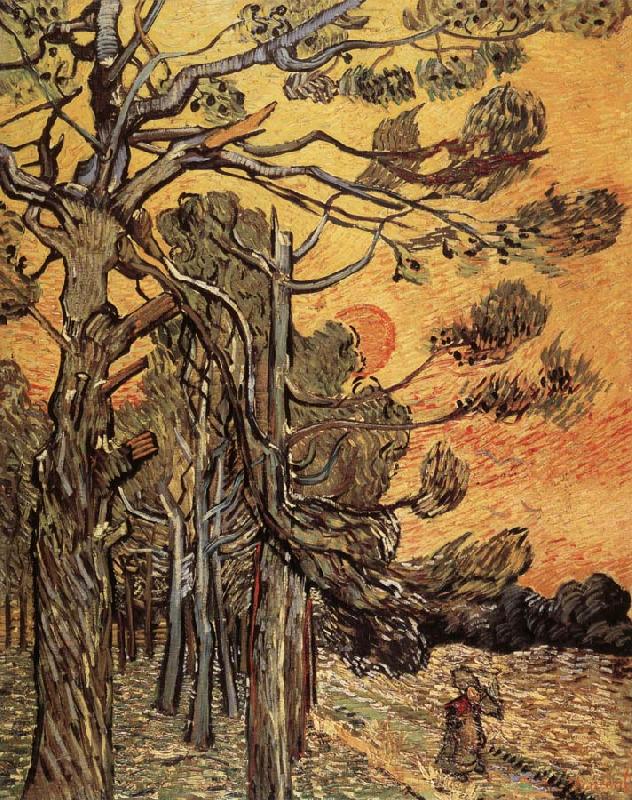 Vincent Van Gogh Pine trees against an evening Sky Norge oil painting art